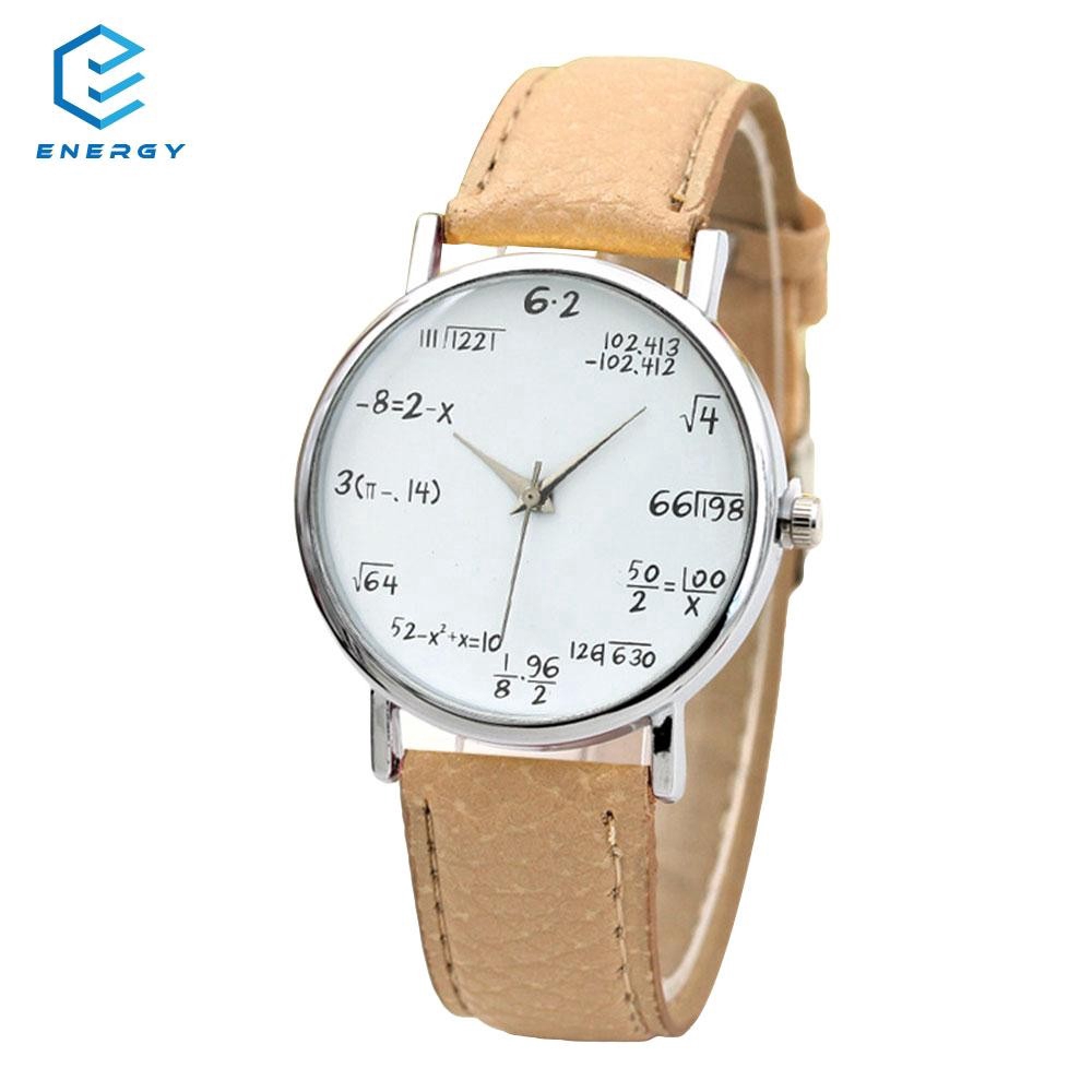 Promotion Quartz Analog Dial Math Simple Printed Students Wrist Watch Gift
