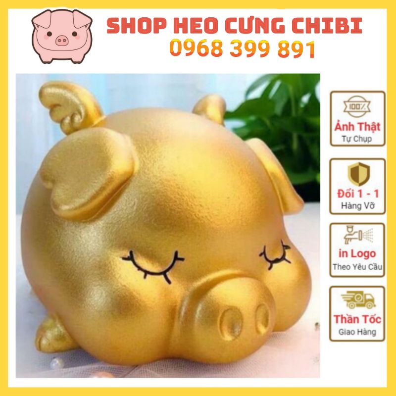 Lợn đất Thiên Thần - Heo Cánh Tiên màu vàng đồng mang lại may mắn tài lộc cho gia chủ