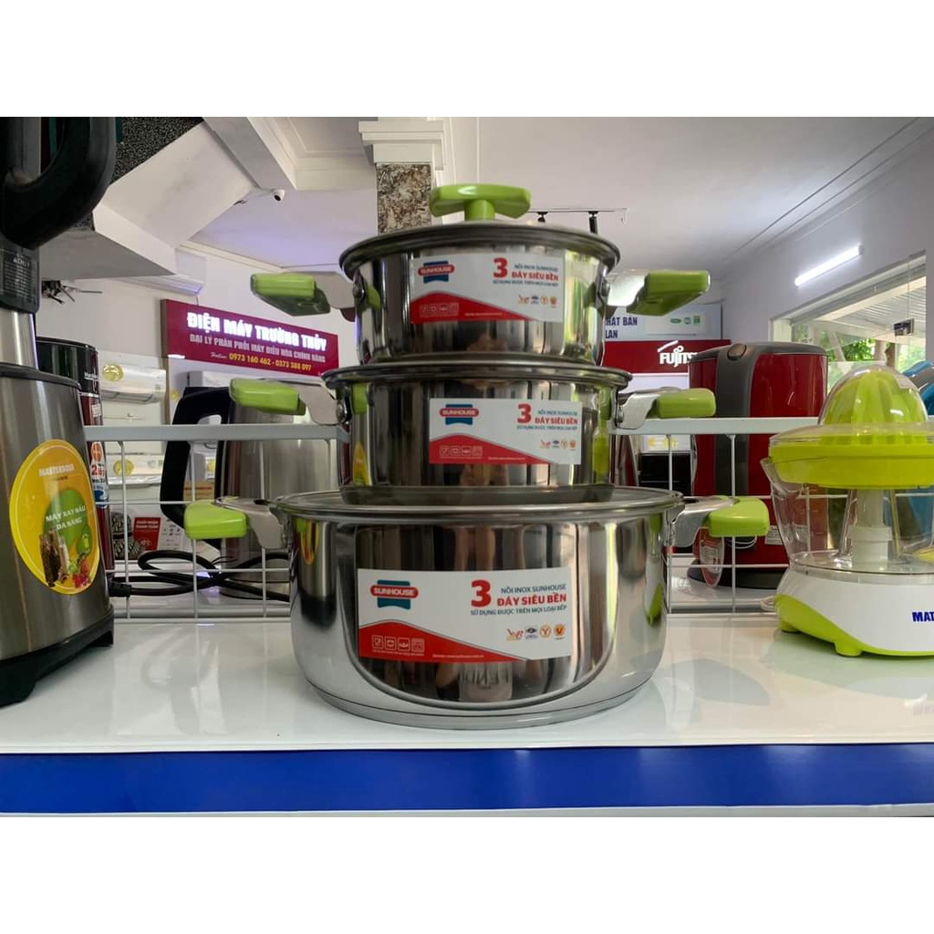 BỘ NỒI INOX 3 ĐÁY SUNHOUSE SH336