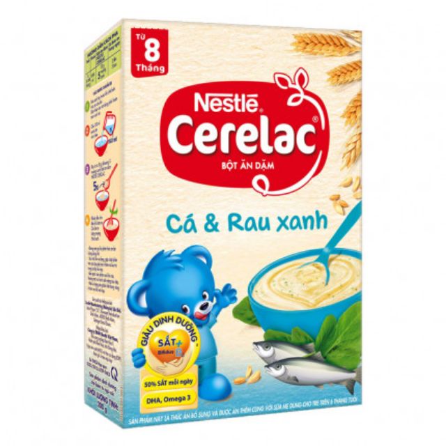 Bột ăn dặm nestle carelac cá và rau xanh 200g