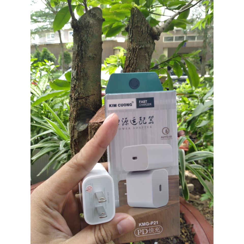 Củ sạc nhanh Promax kim cương p21 18W chân dẹp, cóc xạc PD chân dây cáp Type-c