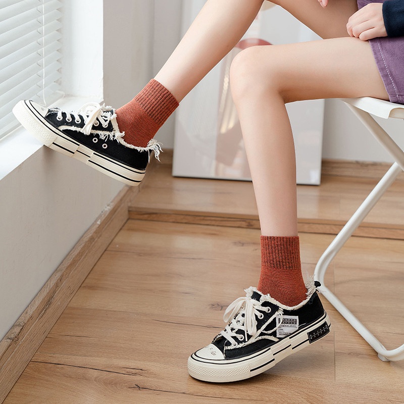 Tất cổ cao nam nữ nhiều màu cá tính vớ thể thao basic màu trơn chất cotton Hàn thoáng khí thấm hút mồ hôi LUMINA TD030