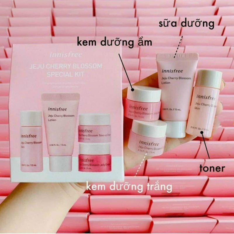 Set Dưỡng Da mini Innisfree Jeju Cherry Blossom Trial Kit