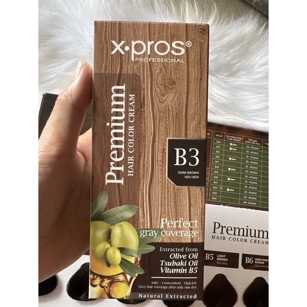 thuốc nhuộm phủ bạc xpros dành cho tóc bạc có 6 tông màu không khô tóc