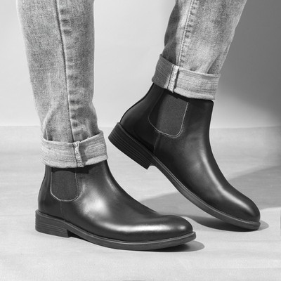 Giày da chelsea boots Inichi G1071 da lì chống gãy, có may đế