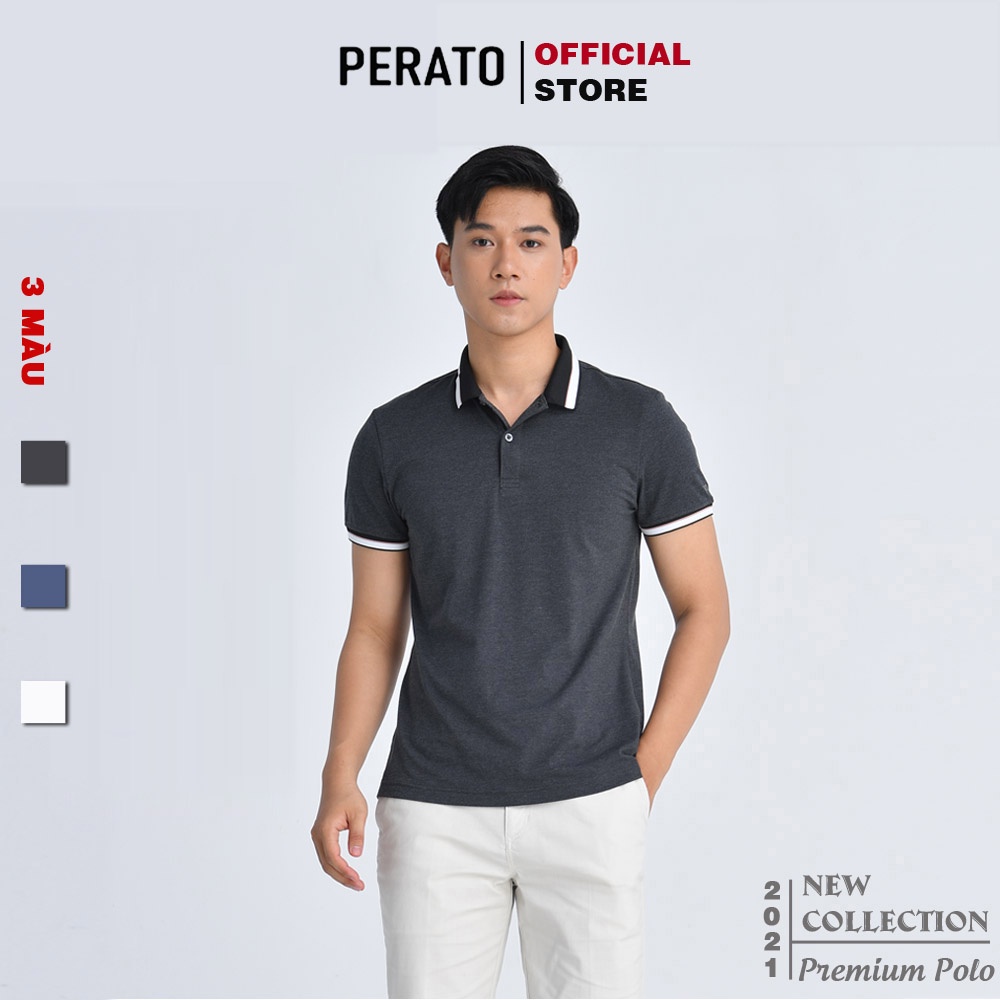 [MUA 2 GIẢM 40K] Áo Polo Nam PERATO (3 màu) Trơn Premium, Chất Liệu Thun Co Giãn, Thấm Hút Mồ Hôi Tốt