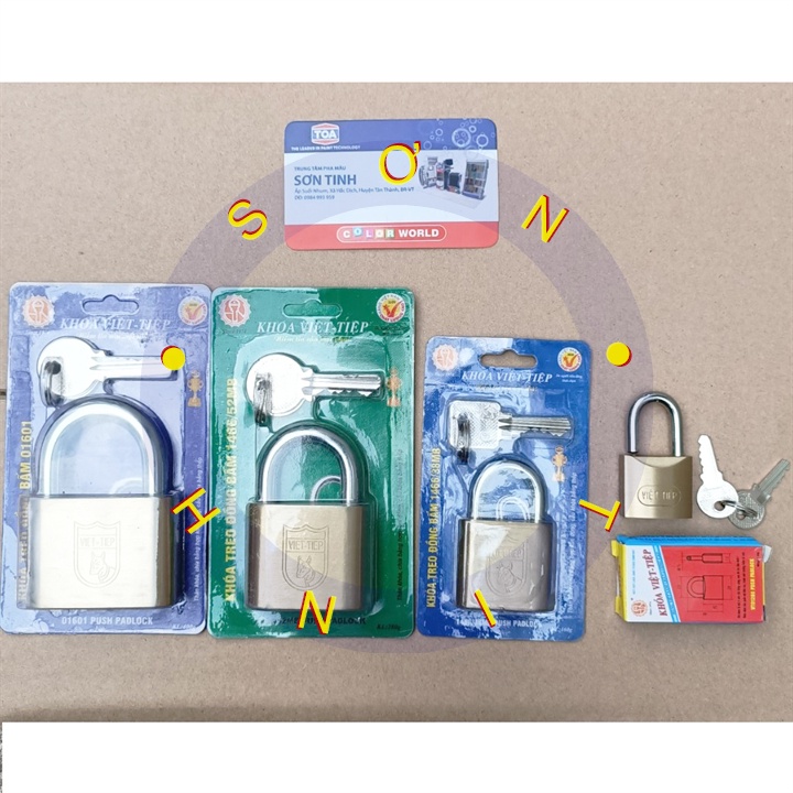 Ổ khóa Việt Tiệp treo đồng gang cao cấp chìa cầu ngang bấm chống cắt