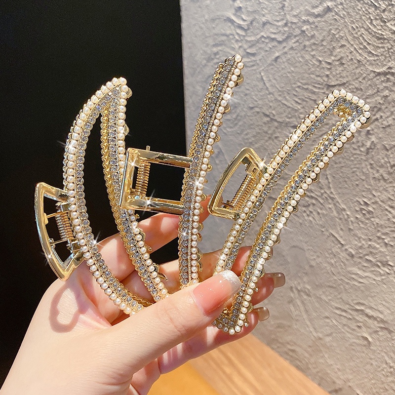 Kẹp Tóc Hình Cá Mập Đính Ngọc Trai Giả Phong Cách Hàn Quốc