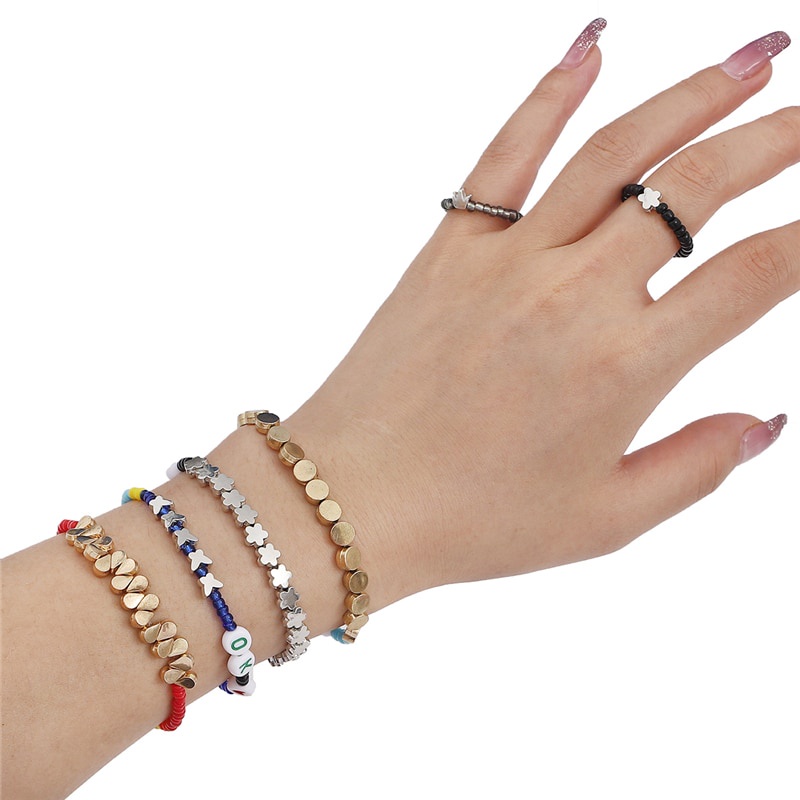 Set 100 hạt hình học mạ vàng CCB dùng làm vòng tay trang sức/may vá thủ công