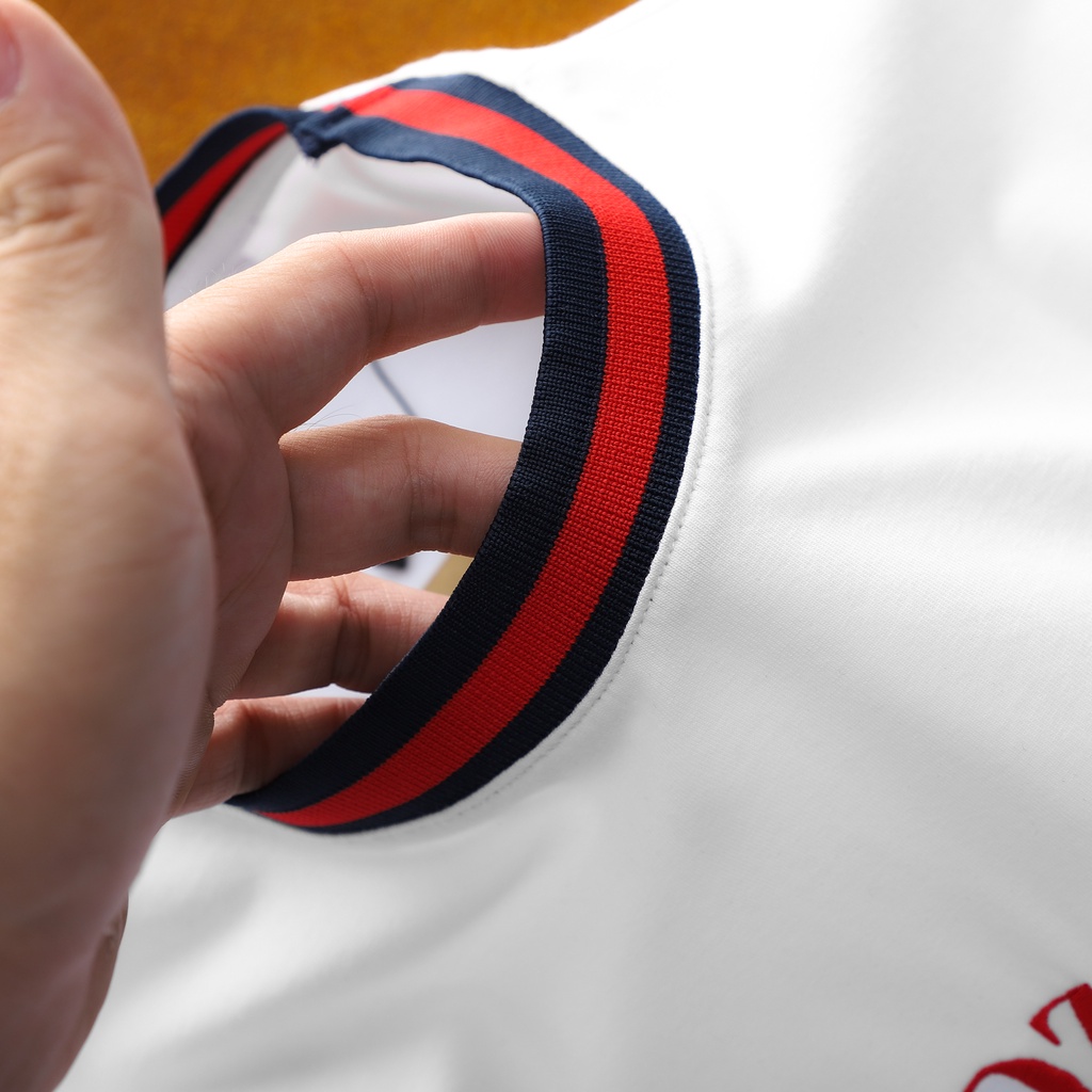 Áo thun nam cổ tròn HEBOZ strip, chất vải cotton 4 chiều co giãn cao cấp - White - 00001168