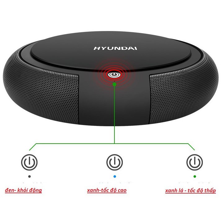Máy lọc không khí ô tô công nghệ ion Âm nhãn hiệu Huyndai, lọc bụi mịn 2,5PM, kết hợp khuếch tán tinh dầu, hàng cao cấp