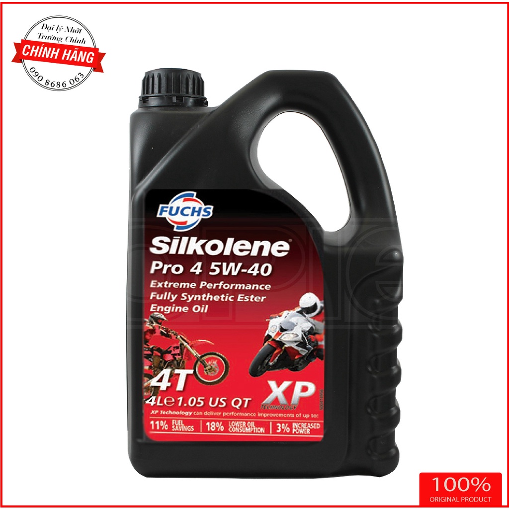 Nhớt Fuchs Silkolene Pro 4 5W40 10W40 thùng 4L tem 2 lớp