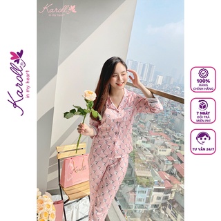 Đồ bộ nữ mặc nhà Jcvcoll - Karoll NH21.004 lụa luxury chữ KR