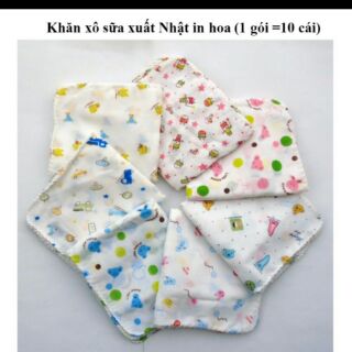 Khăn xô nhật bee bee 2 lớp in hình (10 cái)