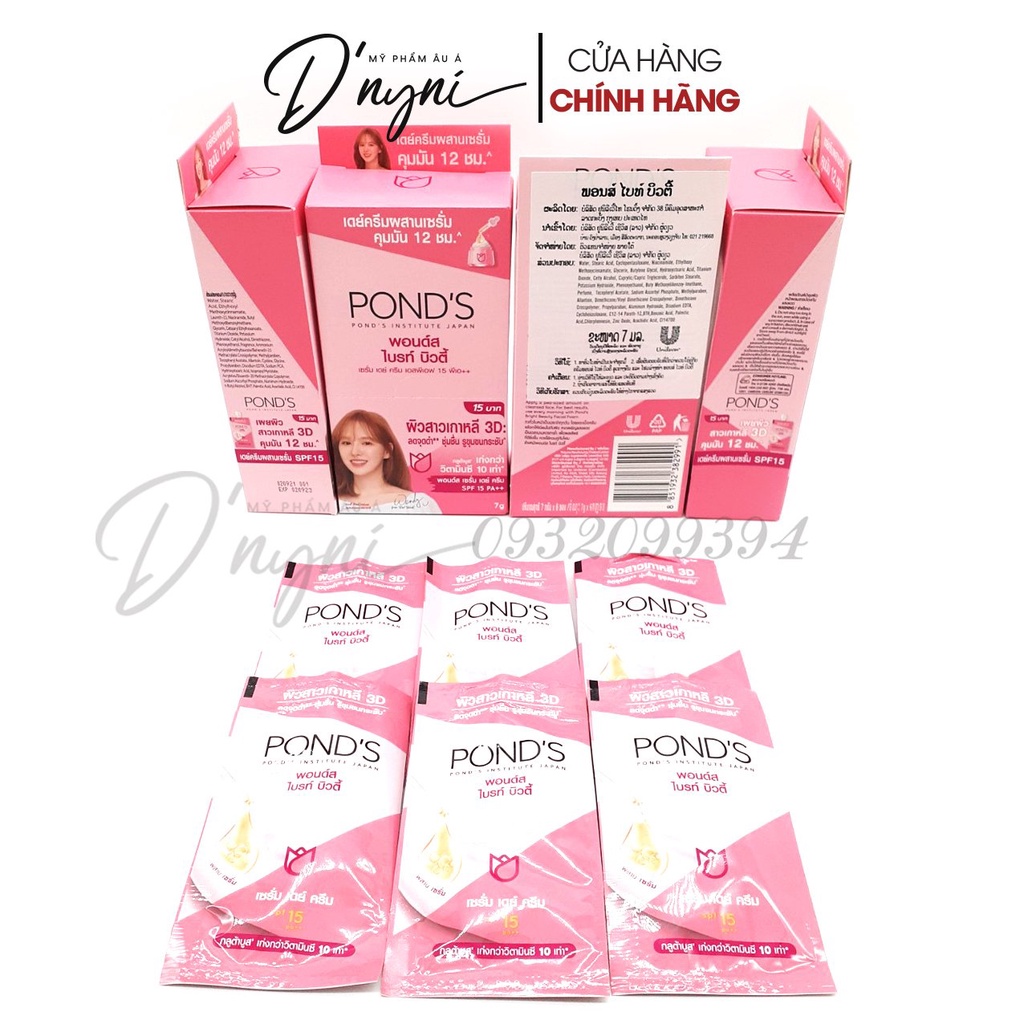 [Hộp 6 Gói] Kem Dưỡng Trắng Da Chống Nắng Ponds Bright Beauty Spf 15 Pa++ Thái Lan 7g