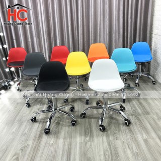 Ghế spa xoay có bánh xe - ghế trang điểm có tựa lưng mẫu nhựa da