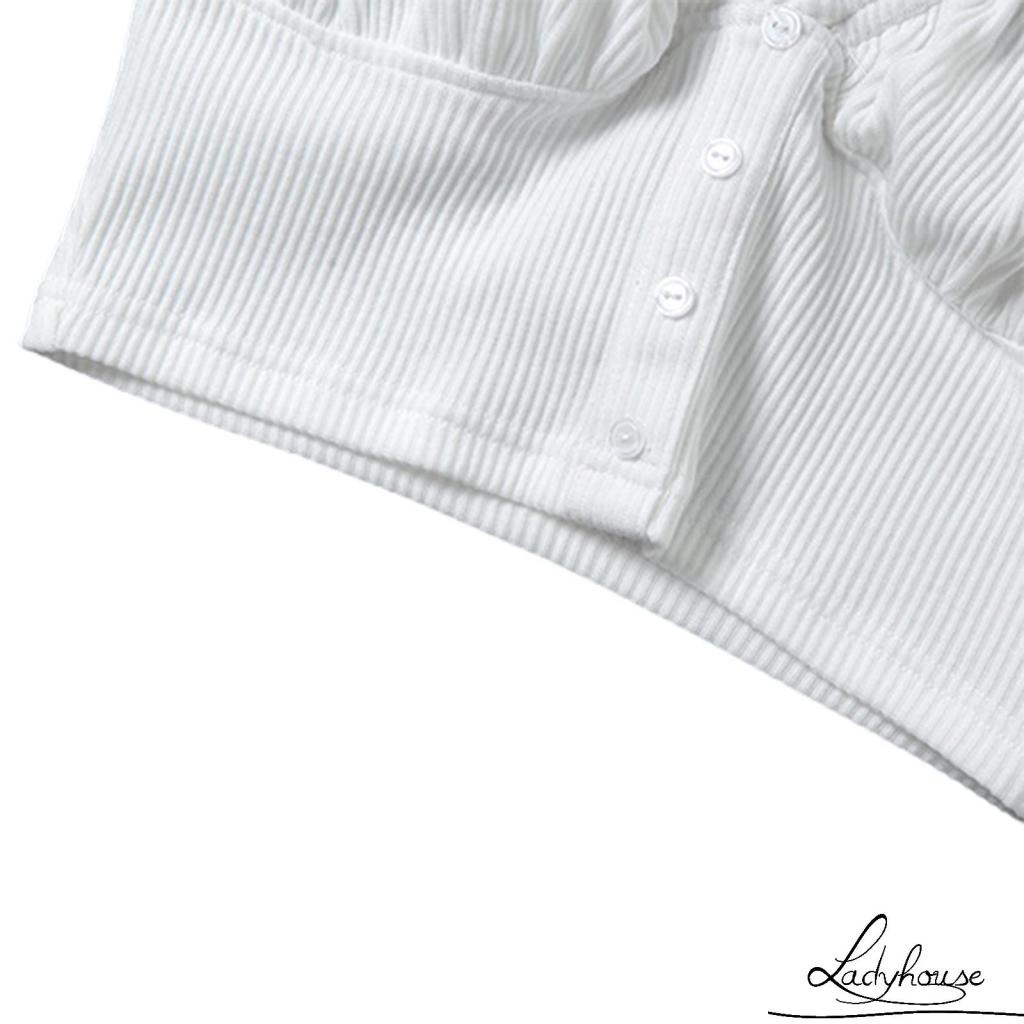 Áo Crop Top Tay Ngắn Trễ Vai Màu Trơn Thời Trang Cho Nữ