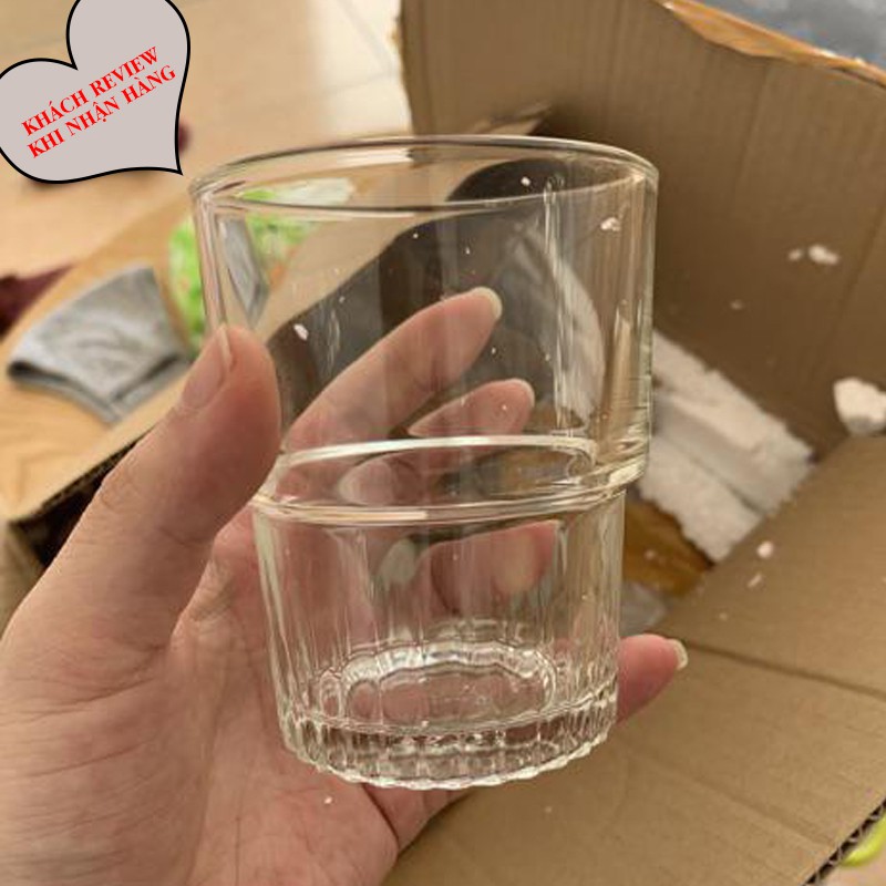 Ly thủy tinh Lucky 2 tầng khía sọc STACKABLE TUMBLER 202ml | Hàng nhập khẩu THÁI LAN