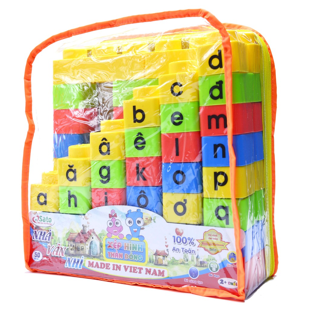 Đồ Chơi Xếp Hình Thần Đồng Nhà Văn Nhí Sato 50 Chi Tiết