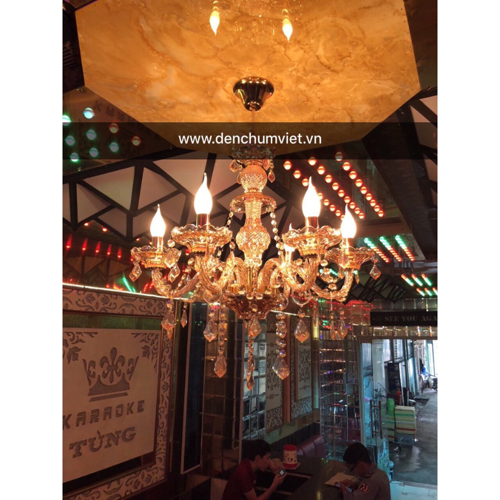 Đèn chùm nến thủy tinh trang trí nhà phố, khách sạn, nhà hàng..., đèn chùm phòng khách