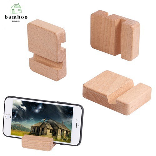 Giá đỡ điện thoại THE BAMBOO bằng gỗ kích thước nhỏ gọn có 2 khe cắm kích thước 6x8xH2cm