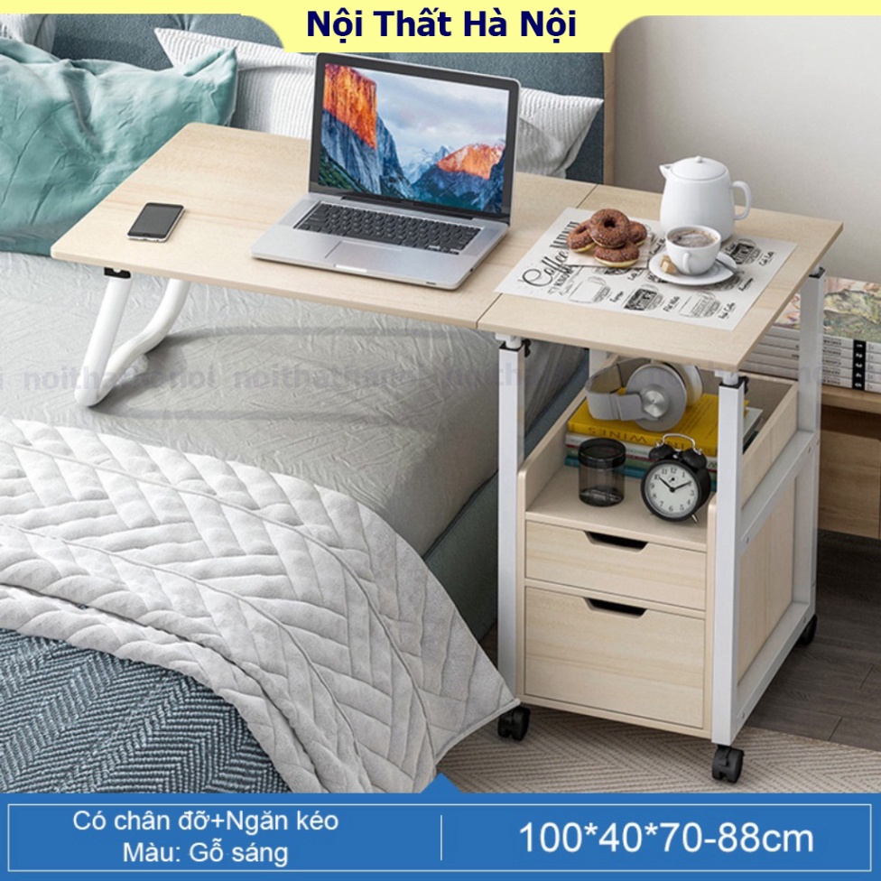 Bàn Làm Việc Thông Minh nâng hạ chiều cao ngồi giường ngồi ghế sofa và có bánh xe di chuyển