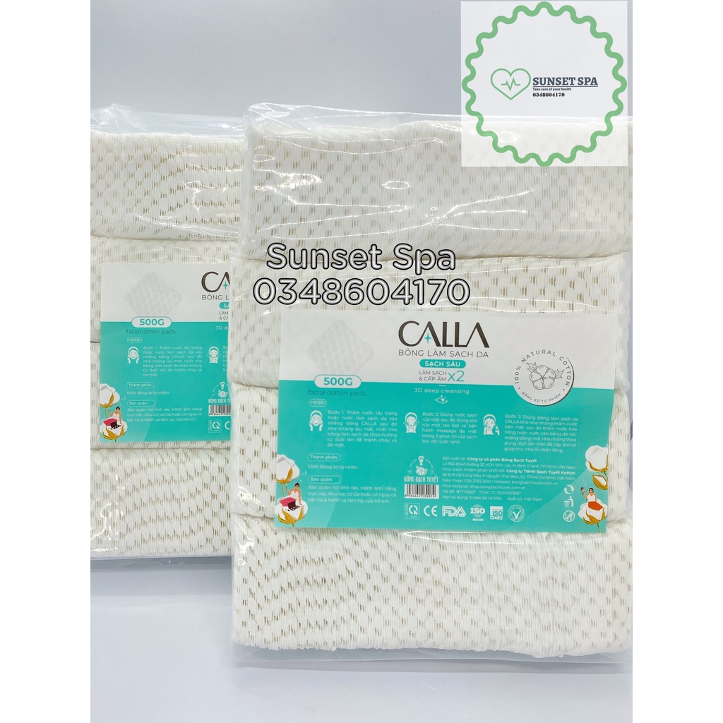 Bông Làm Sạch Da, Tẩy Trang CALLA Sạch Sâu 500Gr - Bông Tẩy Trang Làm Sạch Da Mặt Dạng Hạt Bông Bạch Tuyết CALLA Sạch Sâ