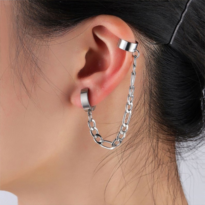 Khuyên Kẹp Vành Tai Hai Lớp Tua Rua Không Cần Xỏ Lỗ Cho Nữ