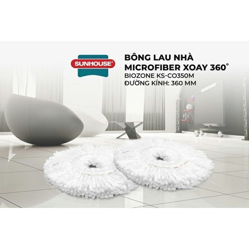 BÔNG LAU NHÀ MICROFIBER XOAY 360 ĐỘ SUNHOUSE KS-CO350M