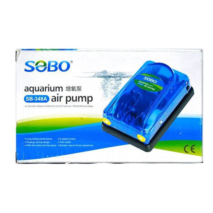 Máy sủi oxy cho hồ cá Sobo SB648A sủi 2 vòi , Bơm đôi SOBO Songbao SB-648A, Bơm đôi sục khí trong suốt SB648A Bơm bơm