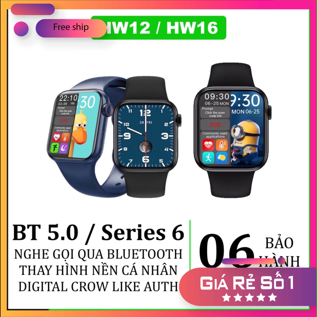 SĂN SALE NỮA NÀO Đồng hồ thông minh HW12/HW16 màn hình Tràn Viền, hỗ trợ Nghe Gọi, Thay Hình Nền, có Núm Xoay, chống nướ