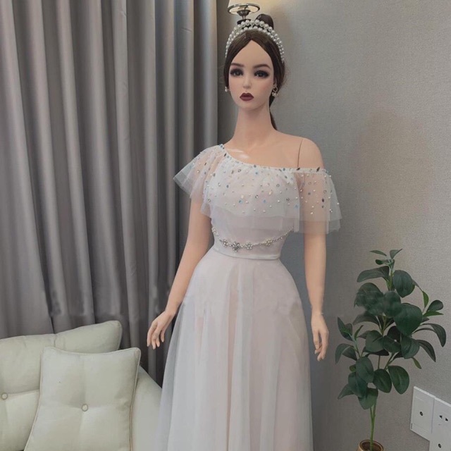 Đầm dự tiệc kết cườm tròn mặc được 2 kiểu TRIPBLE T DRESS - size M/L (kèm ảnh thật) MS33Y