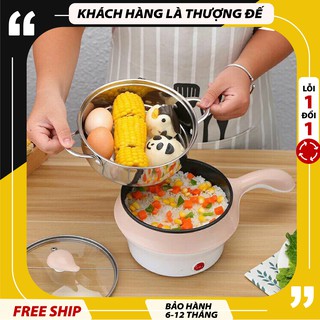 Nồi lẩu mini 2 tầng chống dính, nồi lẩu đa năng siêu tốc size 18cm kèm vỉ hấp