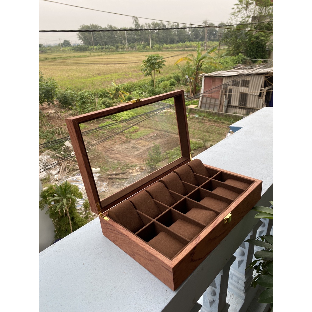 Hộp đựng đồng hồ 12 ngăn  Gỗ ÓC CHÓ+Gỗ HƯƠNG