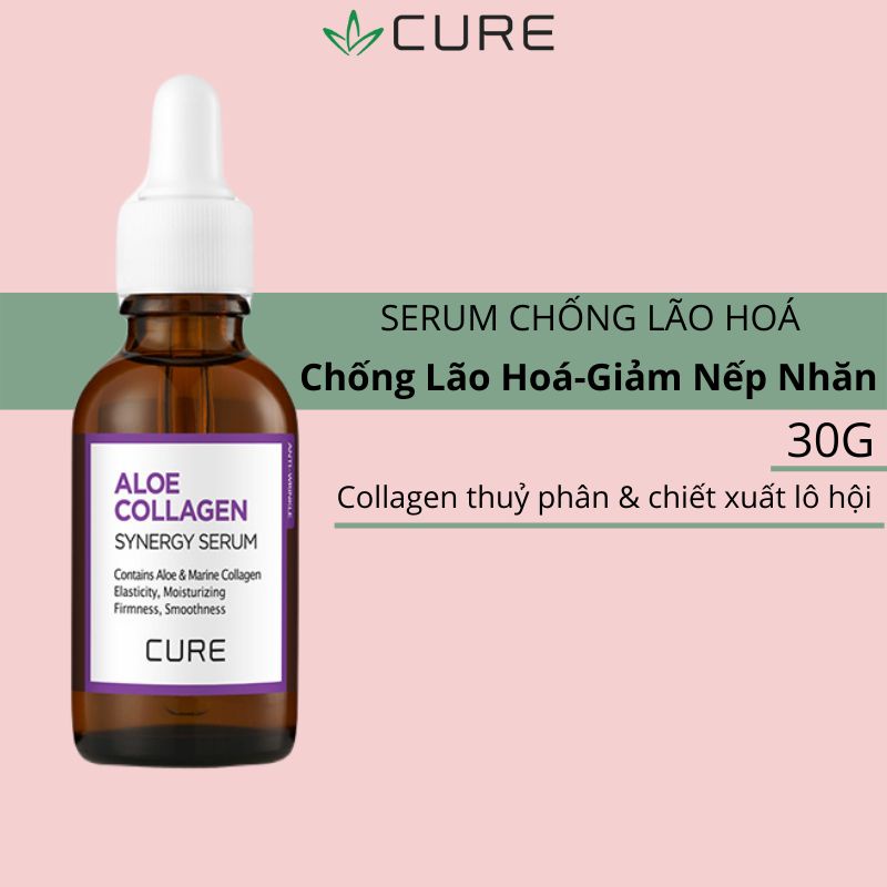 Serum Chống Lão Hoá Chiết Xuất Lô Hội & Collagen Thuỷ Phân Cure Aloe Collagen Synergy Serum 30G - Tinh chất dưỡng ẩm | TheFaceHolic.com