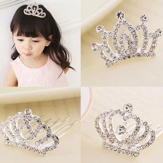 Vương miện cài tóc công chúa đính đá lấp lánh cho bé gái phối đầm đi tiệc