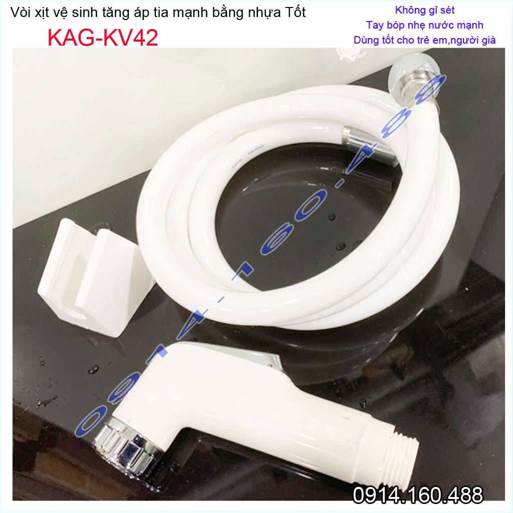 Vòi xịt vệ sinh KAG-KV42, vòi nhấn xịt cho trường mẫu giáo nhựa màu trắng tia nước mạnh dễ sử dụng
