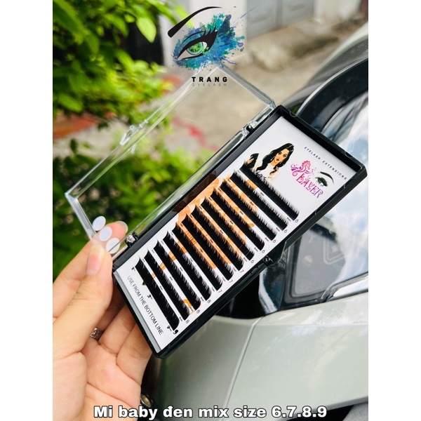 Lông mi Dưới màu đen và nâu 0.07 0.10 mix 6-9mm dùng nối mi dưới, mi siêu tự nhiên, mi Baby hoặc nối chân mày