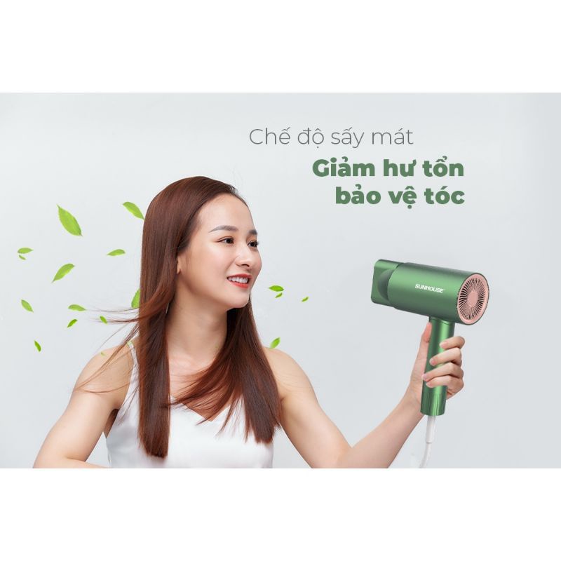 Máy sấy tóc SHD2315 công suất 2000W SUNHOUSE 2 màu xanh và xám 3 tốc độ gió sấy khô tạo kiểu nhanh chóng