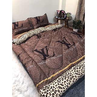 [Free ship-Xả hàng]Bộ chăn phao ga gối poly cotton,được chọn mẫu,LV kẻ vàng