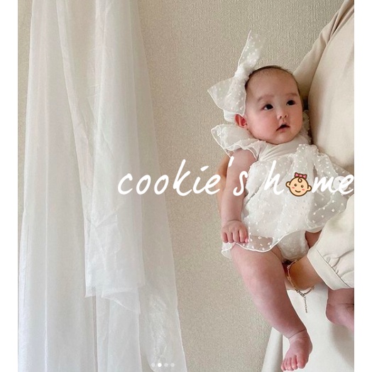 [KÈM TURBAN] Đầm body voan phồng cotton trắng phong cách công chúa Hàn quốc cho bé gái sơ sinh chụp ảnh sinh nhật studio