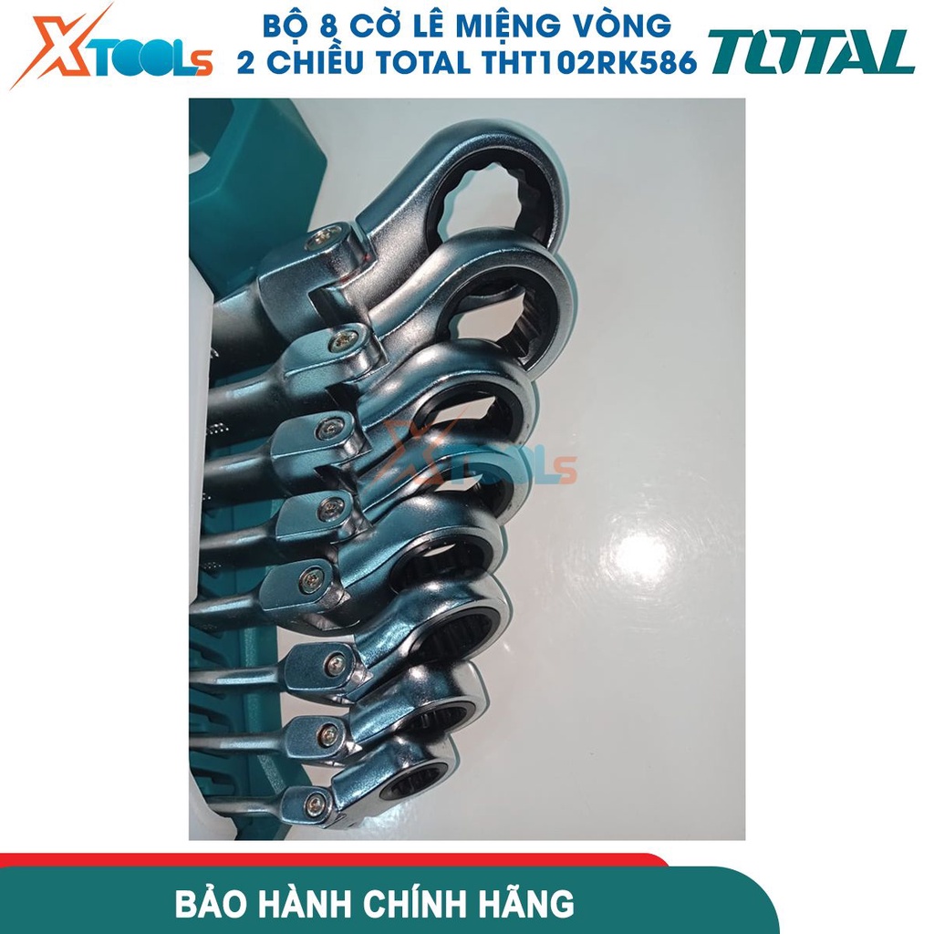 Bộ 8 cờ lê vòng miệng 2 chiều TOTAL THT102RK586 chất liệu Cr-Mo chất lượng cao, kích thước 8-19mm -CHÍNH HÃNG-XTOOLS