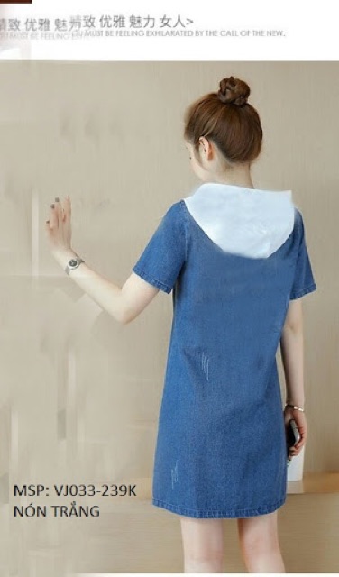 Đầm jean có nón phối màu siêu xinh chất đẹp