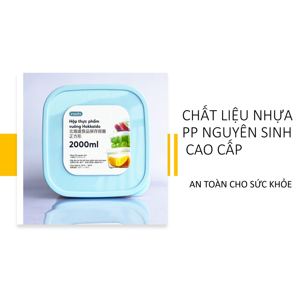 Hộp Đựng Thực Phẩm Vuông Hokkaido 500-750-1000-1500-2000-2500ml Chính Hãng Inochi