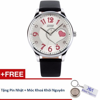 Đồng hồ nữ skmei 90kcn85 dây da + tặng pin nhật, móc khoá