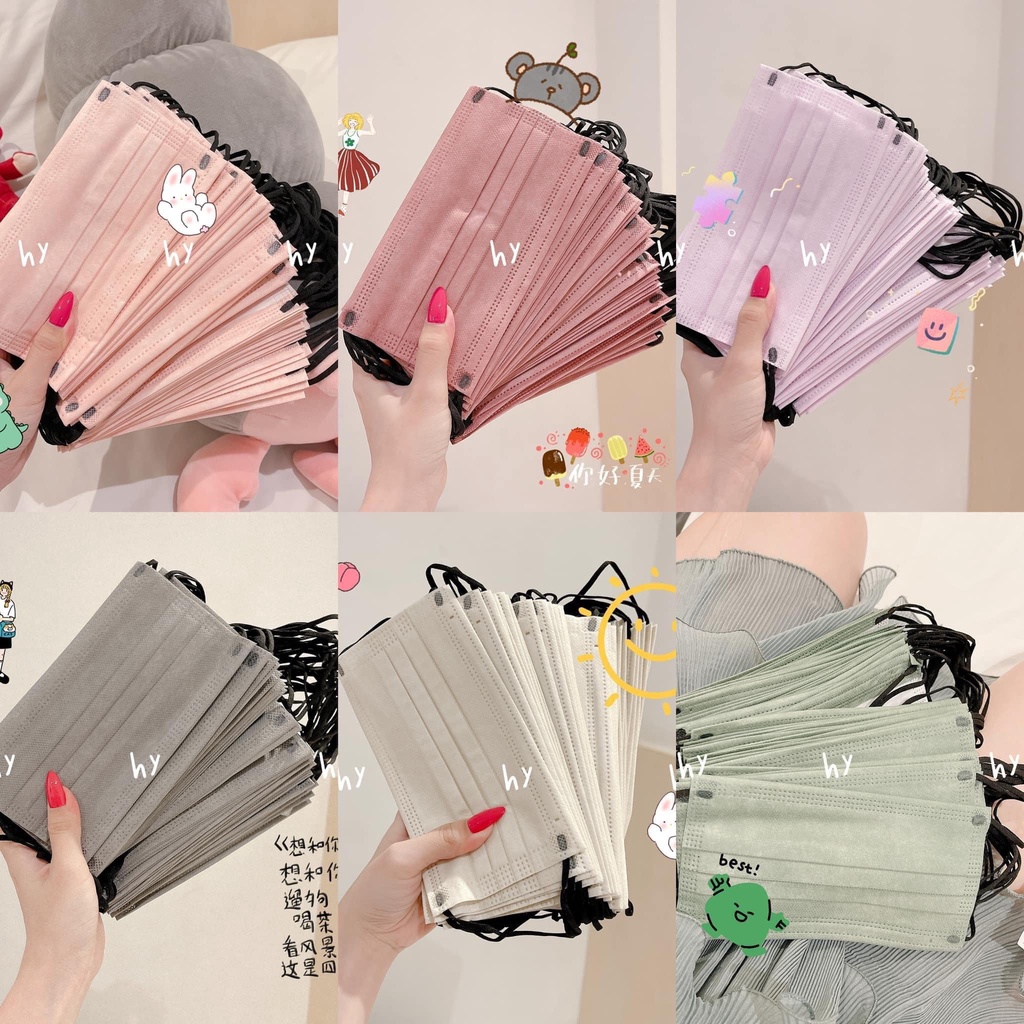 Khẩu Trang Thái Lan hộp 50 cái mix 5 màu siêu xinh