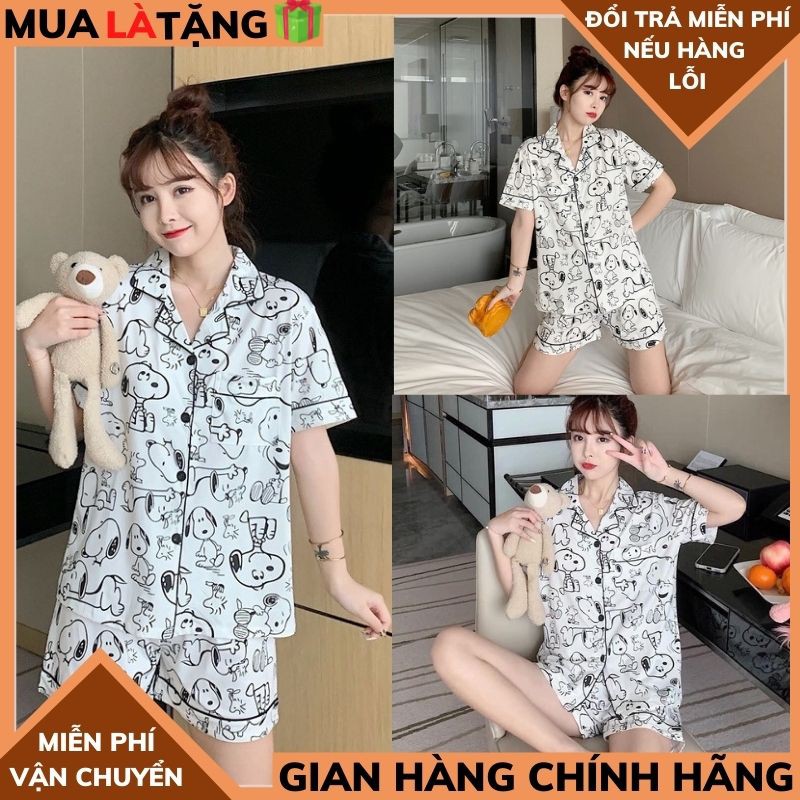 Bộ pijama cộc tay 🍀pijama chú chó trắng Ulzzang chất kate thái, đồ mặc nhà ,bộ ngủ Unisex XƯỞNG MAY TIT COJ 2