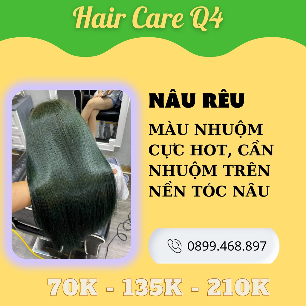 Thuốc Nhuộm Tóc màu xanh rêu, nâu rêu không tẩy- Hair CAre Q4