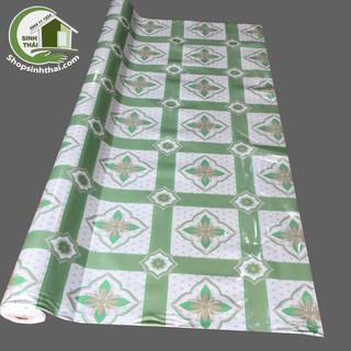 Simili trải sàn gạch hoa màu xanh, mẫu mới ra, màu sắc tươi đẹp - 1m²