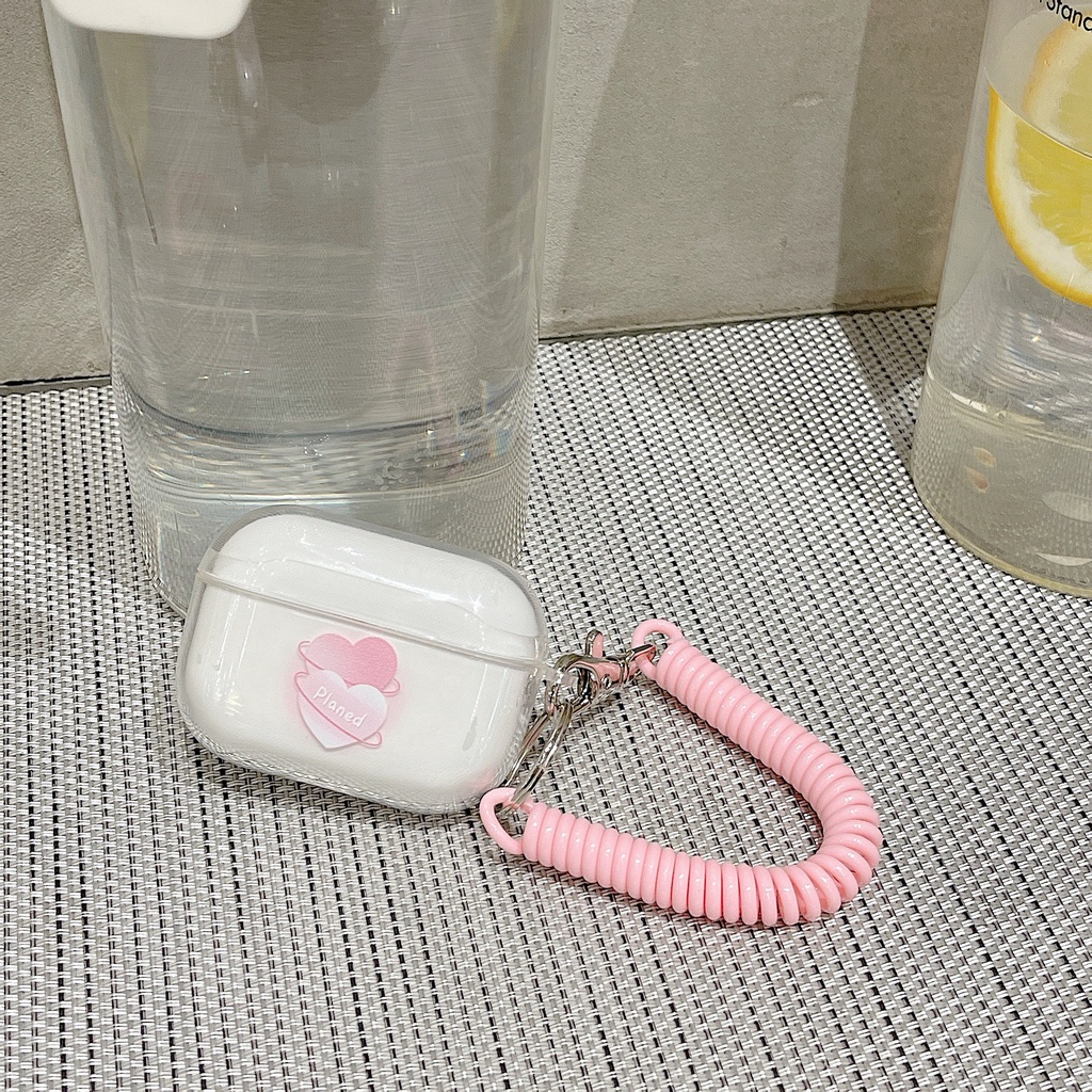 Vỏ Bảo Vệ Hộp Sạc Tai Nghe Bluetooth Không Dây airpods 2/3 Trong Suốt Hình Hai Trái Tim Dễ Thương